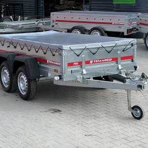 Remorque à deux essieux 264×126 cm voiture avec bâche plate PRO 2612/2
